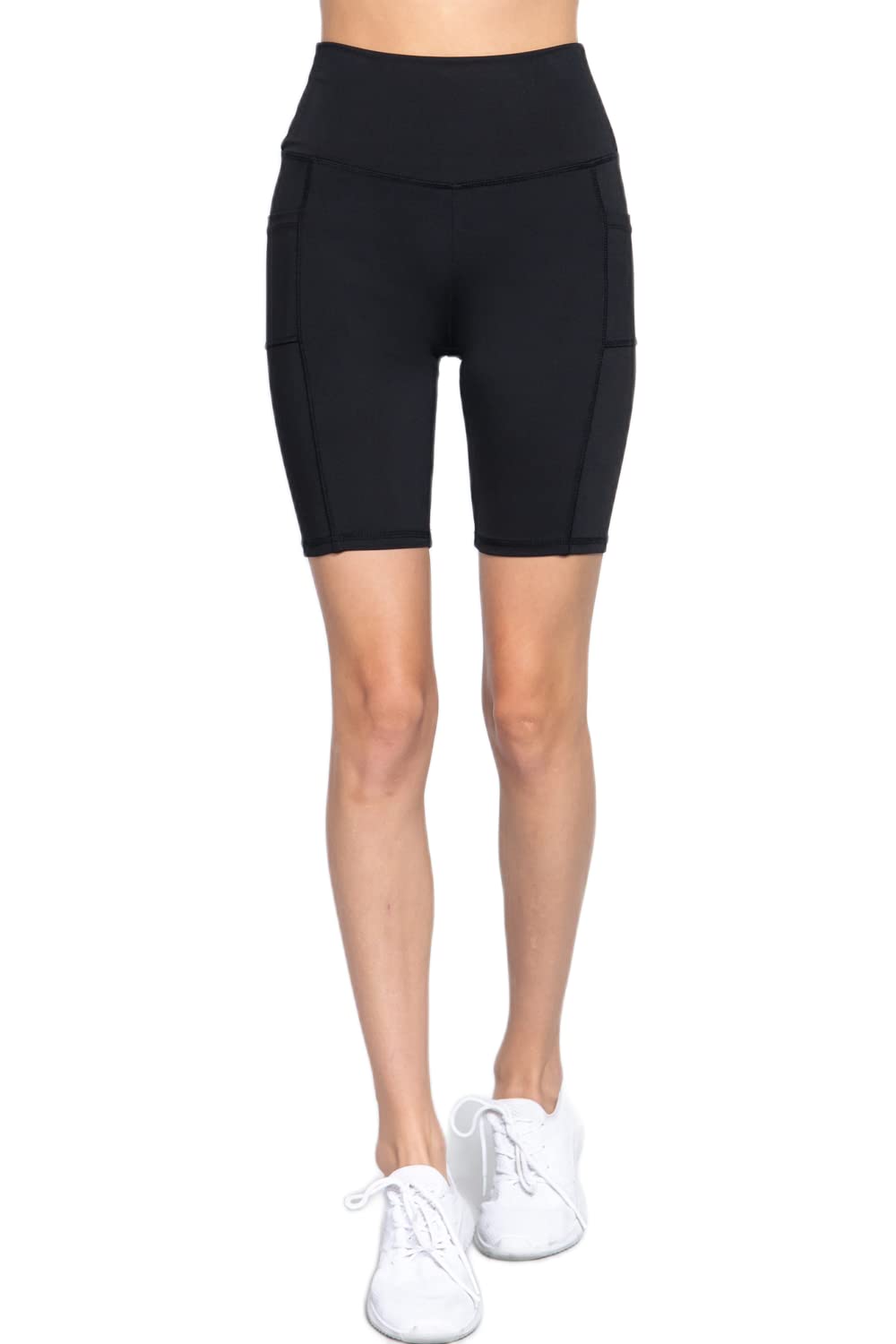 Women's Yoga Workout High Waisted Side Pockets, Running Biker Gym Shorts