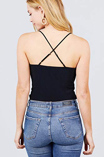 Women Cross Over Style Bodysuit Strappy Sleeveless