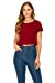 Women's Short Sleeve Slim Fit Sexy Round Neck Black Blouse Crop Top - Small
