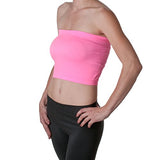 2NE1 Apparel Women's Basic Stretch Layer Seamless Tube Bra Bandeau Top, Neon Pink, One Size