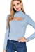 Women's Long Sleeves Mock Neck Front Cut Out Keyhole Sweater