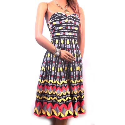 New Sexy Unique Print Mid Corset Strapless Tube Dress