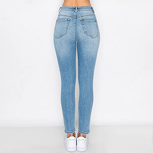 Womens- High Rise Authentic Distressed Denim Skinny Jeans