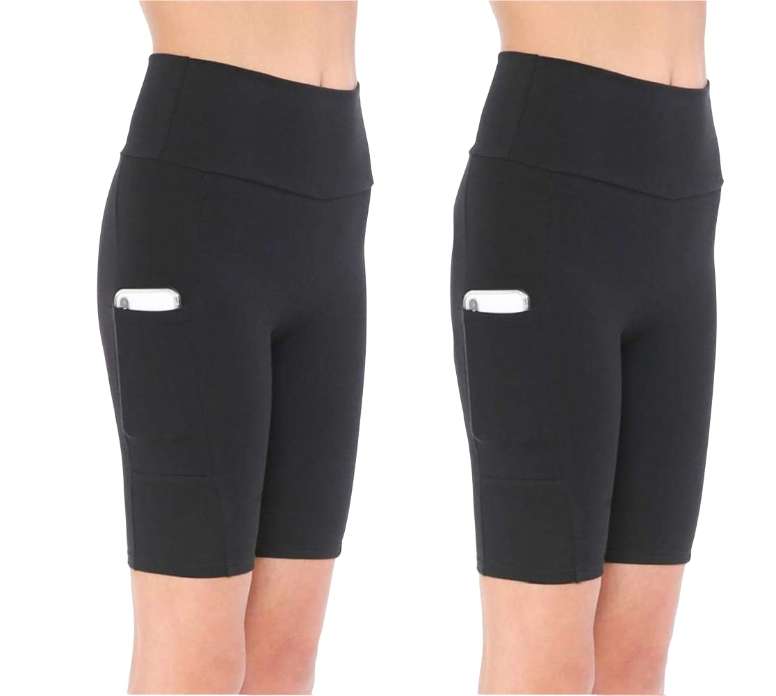 Women's High Waist Stretchy Bike Shorts With Pockets Plus Size