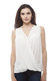 Sleeveless drapped v neck line chiffon top with shoulder zippers