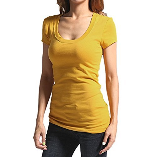 Women's Short Cap Sleeves Scoop Neck Tee T Shirt Cotton Top Plus Size