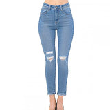 Womens-High Rise Distressed Push up Booty Ankle length Skinny Jeans