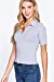 Womens-V Neck Notched Collar Ribbed Knit Top