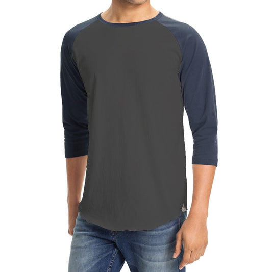 Hollywood Star Fashion Women's Men's Plain Baseball 100% Cotton Tee Shirt (X-Large, Charcoal/Navy)