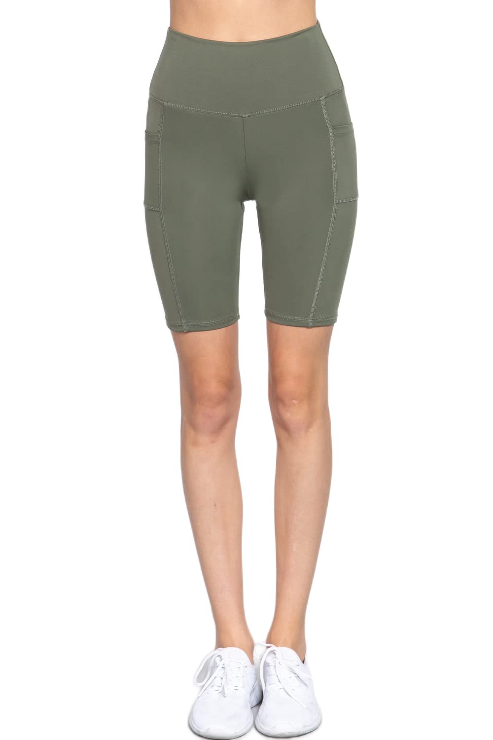 Women's Yoga Workout High Waisted Side Pockets, Running Biker Gym Shorts