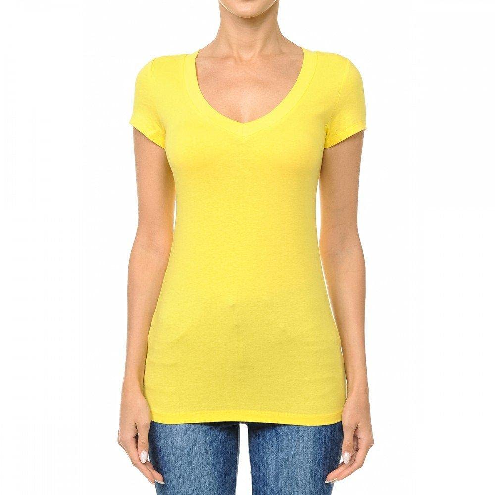 Khanomak Women's Short Sleeve V-Neck Casual Basic Plus Size Tee T-Shirt