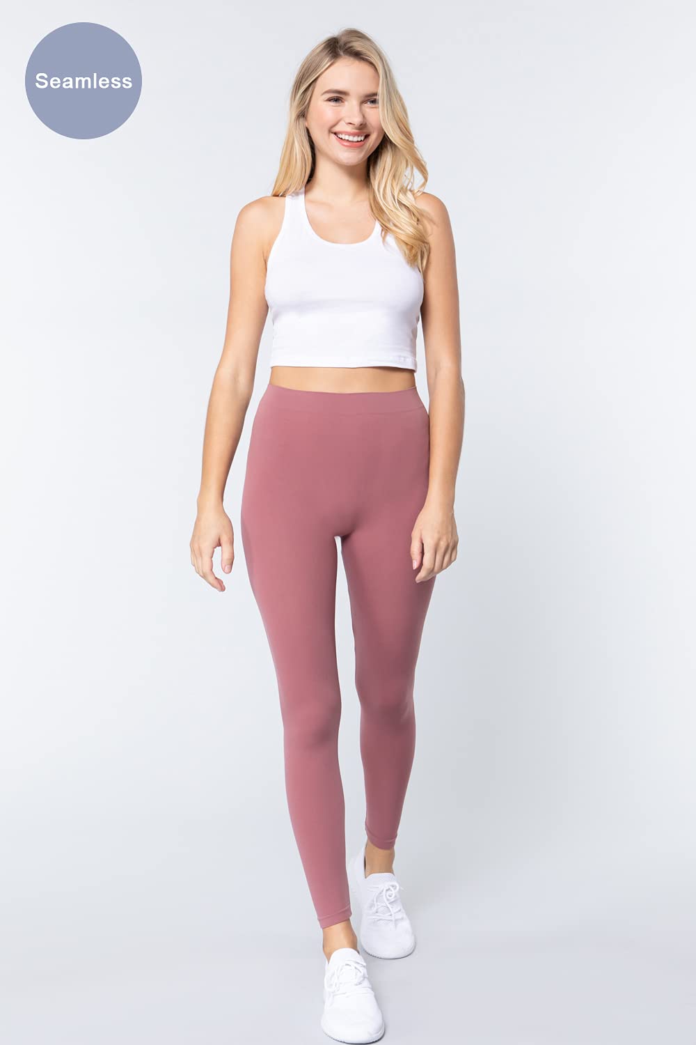 Khanomak Women's High Rise Elastic Waist Seamless Leggings