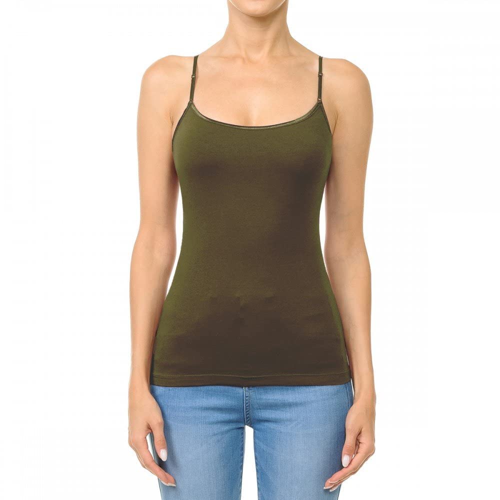 Women's Plus Size Camisole Tank Top with Built-In Shelf Bra & Adjustable Straps