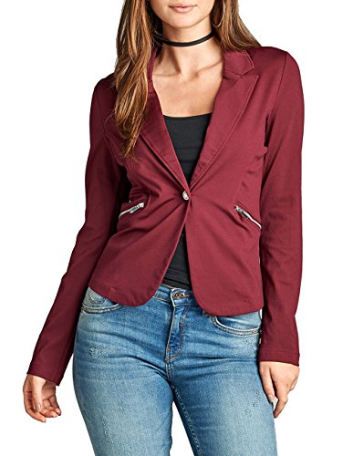 Single button long sleeve ponte Blazer with front zipper detail