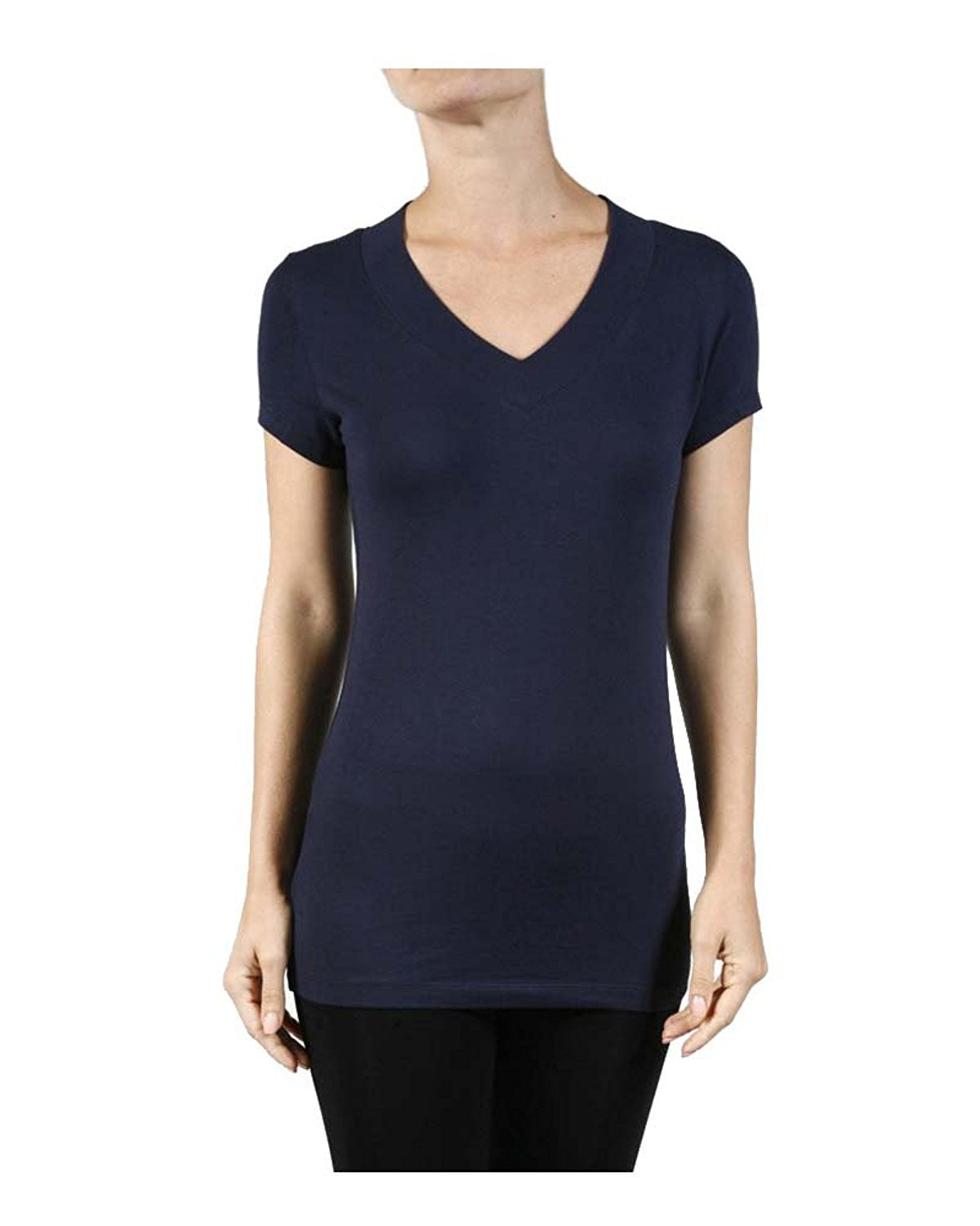 Hollywood Star Fashion Women's Deep V-Neck Short-Sleeve Shirt