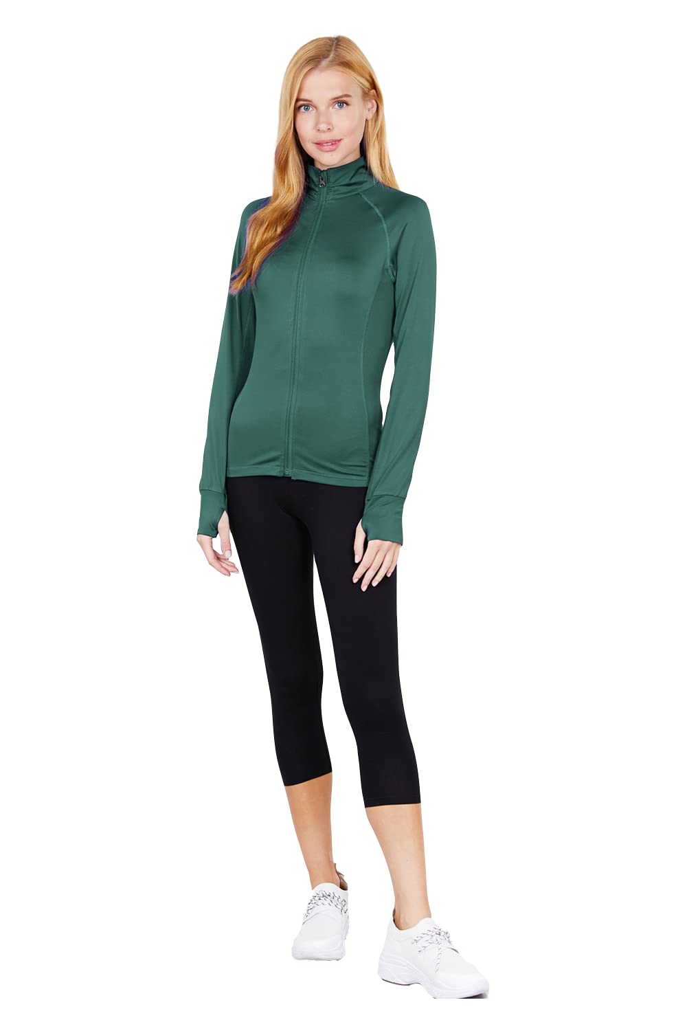 Women's Long Sleeve Zip Up Athletic Wear Sweater Work Out Jacket Mid G –  Khanomak