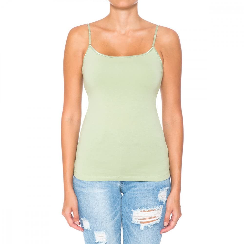 Women's Plus Size Camisole Tank Top with Built-In Shelf Bra & Adjustable Straps