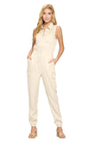 Tencel Sleeveless Jumpsuit with Cargo Pockets