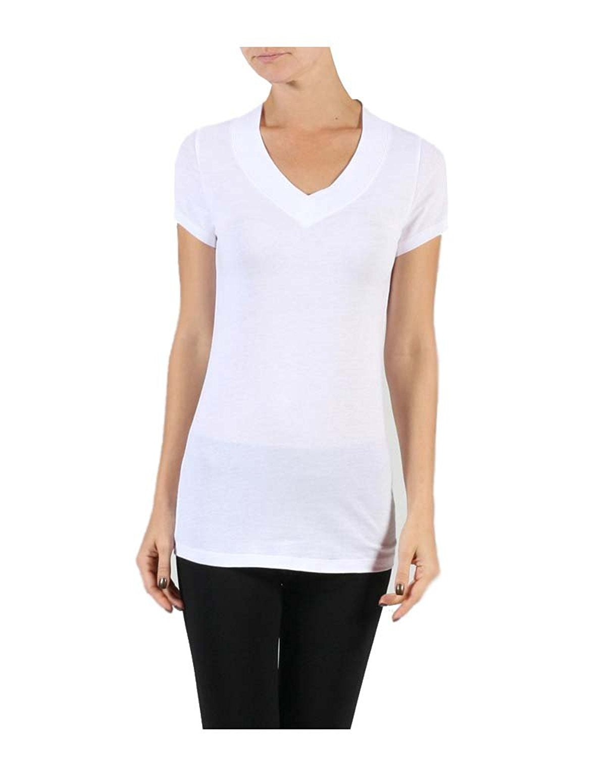 Hollywood Star Fashion Women's Deep V-Neck Short-Sleeve Shirt
