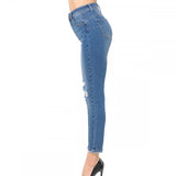 Womens-High Rise Distressed Push up Booty Ankle length Skinny Jeans