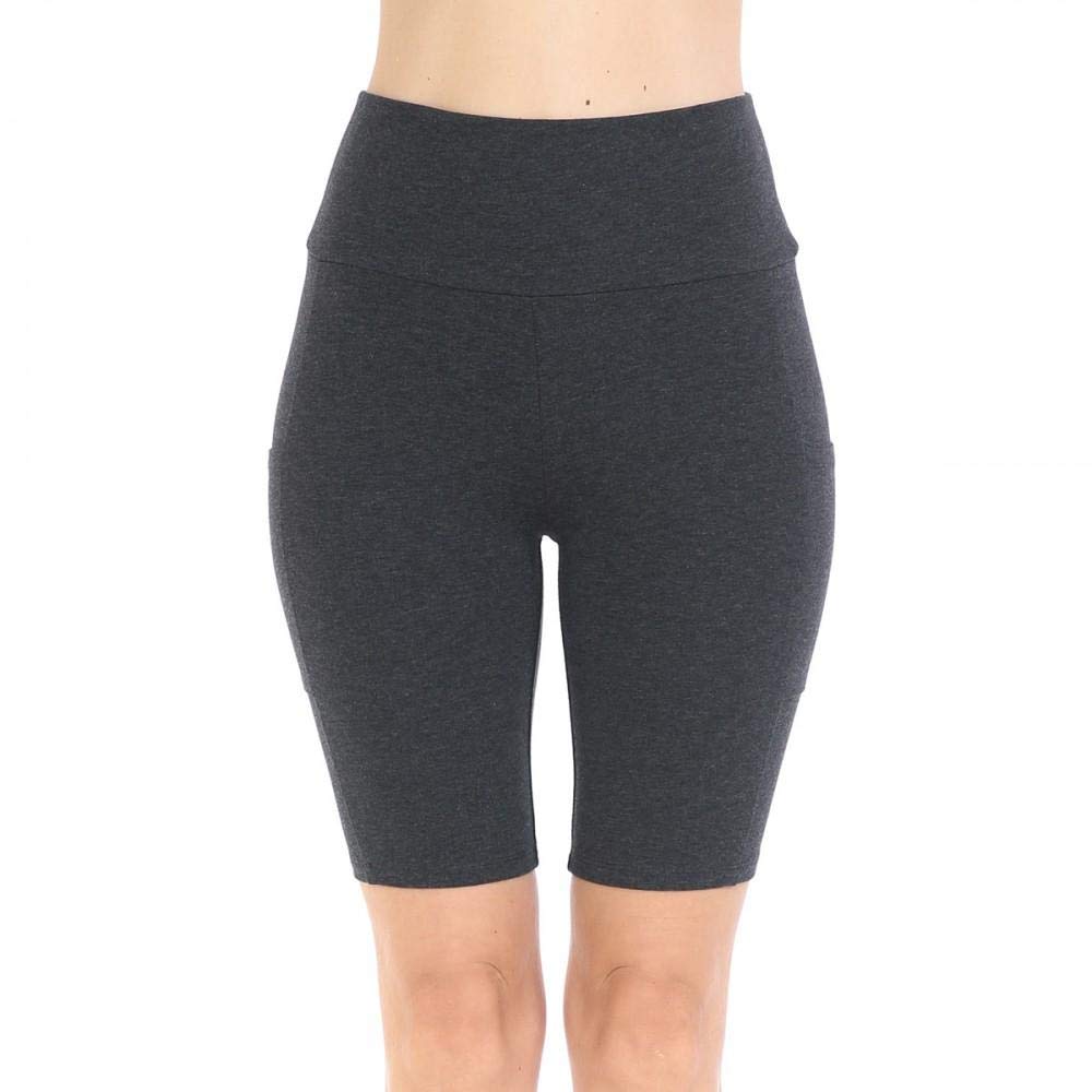 Khanomak Women's High Waist Stretchy Bike Shorts with Pockets