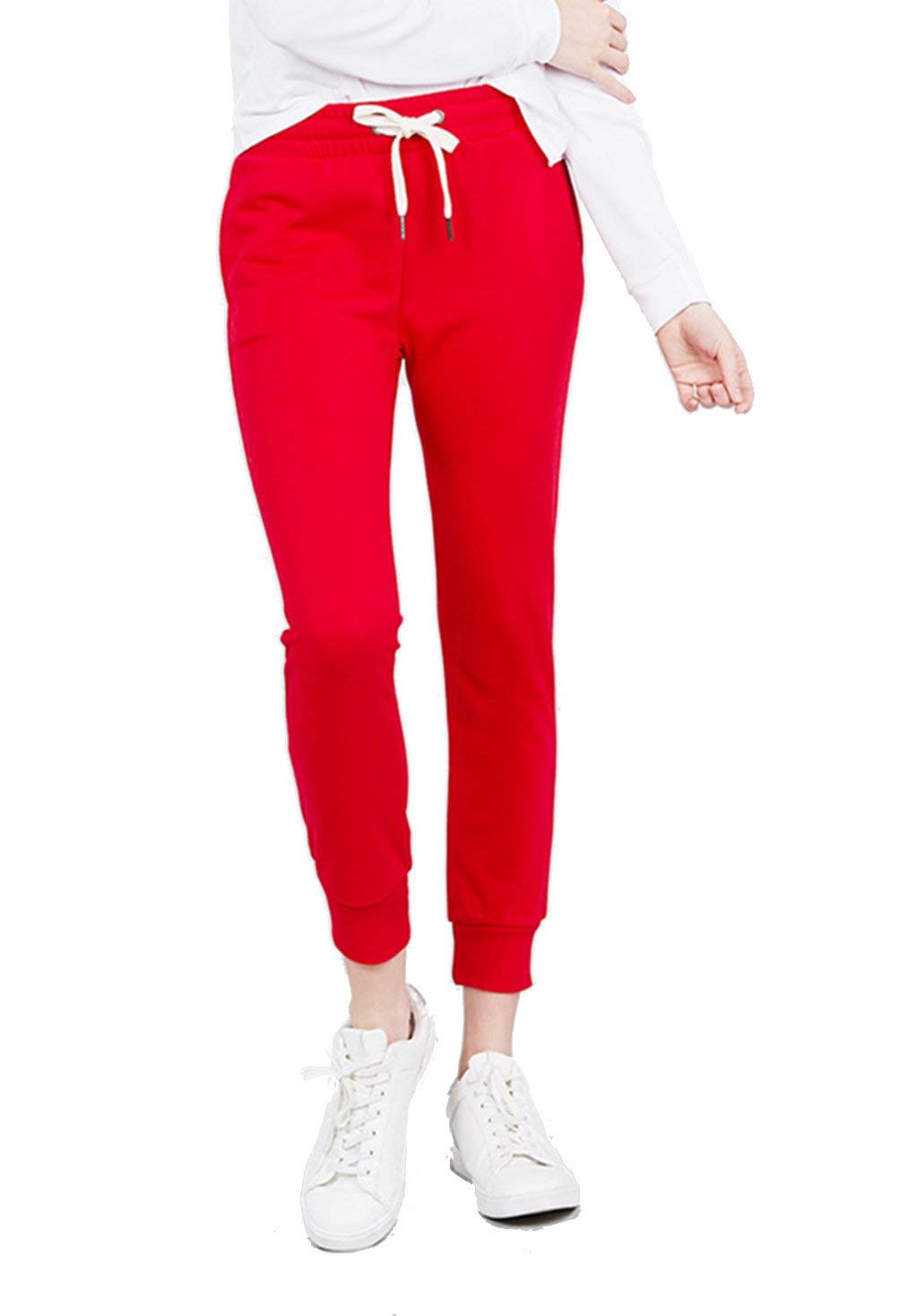 Women's Active Yoga French Terry Black Sweatpants Workout Joggers Pants