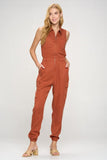 Tencel Sleeveless Jumpsuit with Cargo Pockets