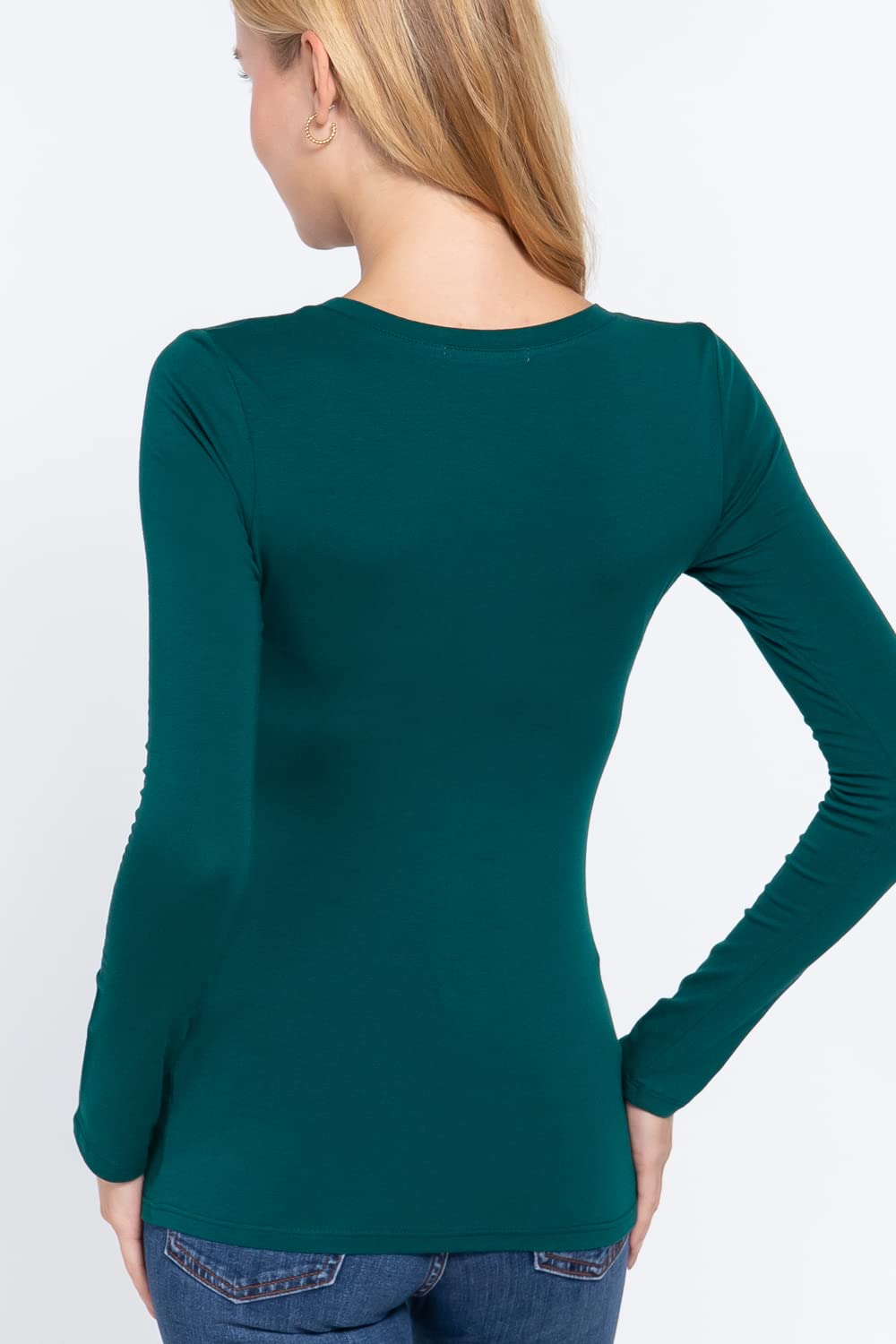 Khanomak Plain Casual Scoop Neck Long Sleeve Tee T-Shirt