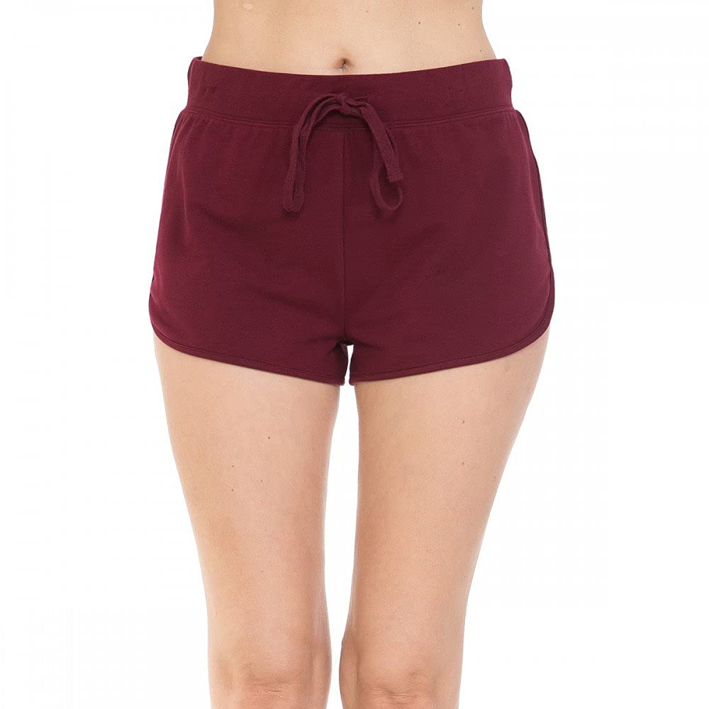 Womens- Classic Basic French Terry Pull String Dolphin Shorts