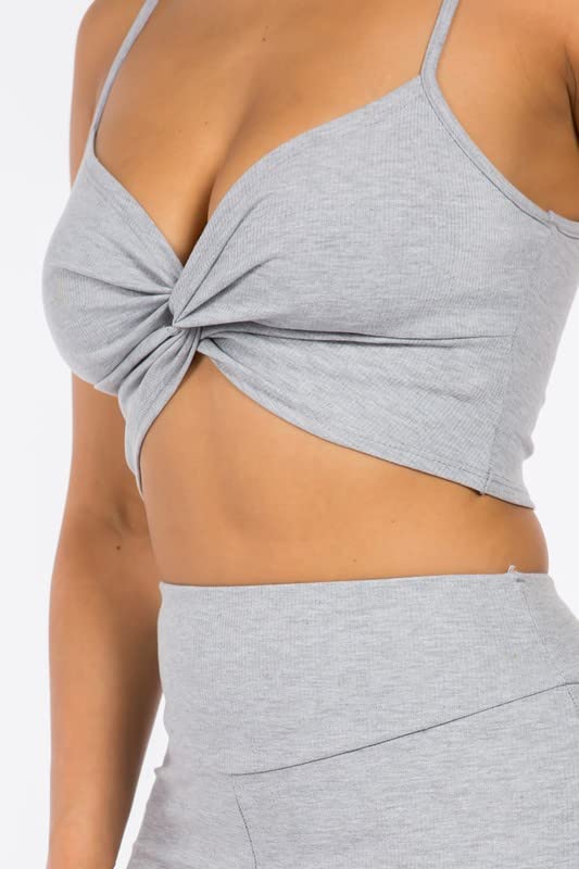 Chest Knot Bralette Top and Bootcut Pants Set