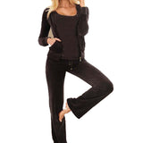 Velour Classic Hoodie Sweat Suit Jacket and Pants Set Velvet Tracksuit with Pockets1