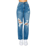 Women's Cotton Destructed Rigid 90's Baggy Straight Jean