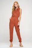 Tencel Sleeveless Jumpsuit with Cargo Pockets