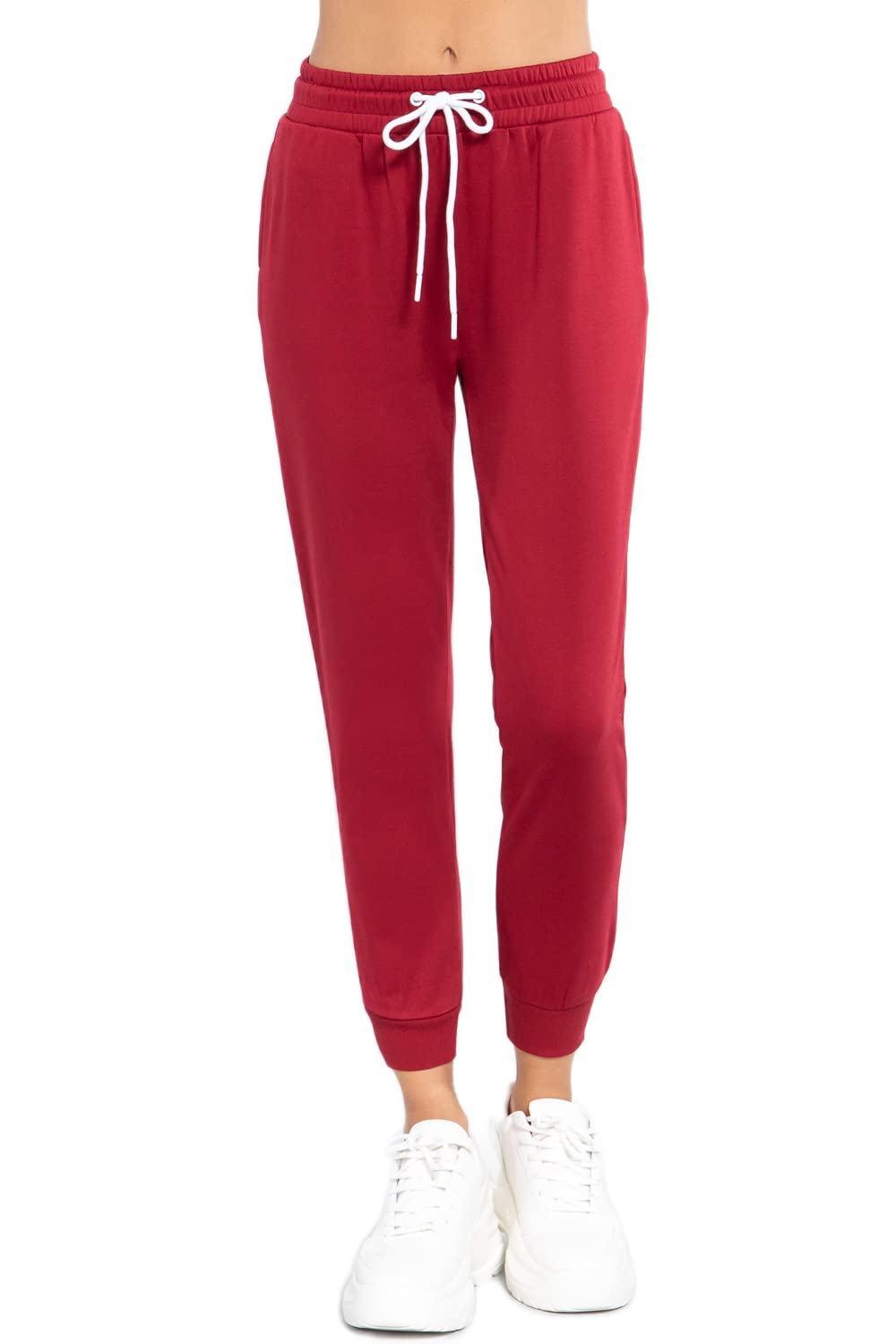 Women's Active Yoga French Terry Black Sweatpants Workout Joggers Pants