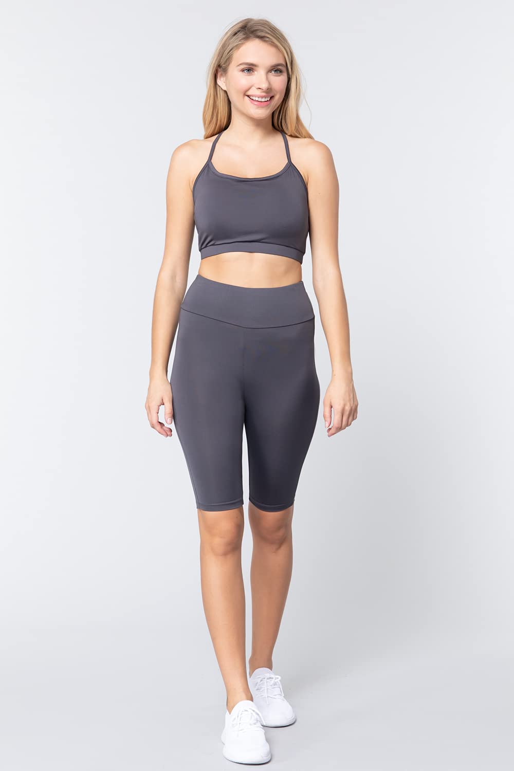 Khanomak Women's Biker High Waist Yoga Workout Shorts