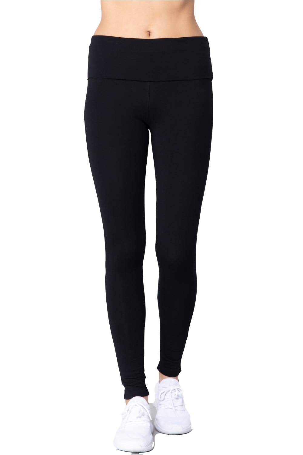 Women's Waist Banded Long Black Yoga Pants Small