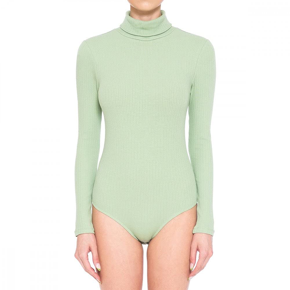 Women's Multi-Ribbed Turtleneck Long Sleeve Bodysuit