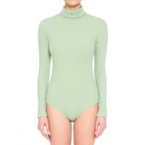 Women's Multi-Ribbed Turtleneck Long Sleeve Bodysuit