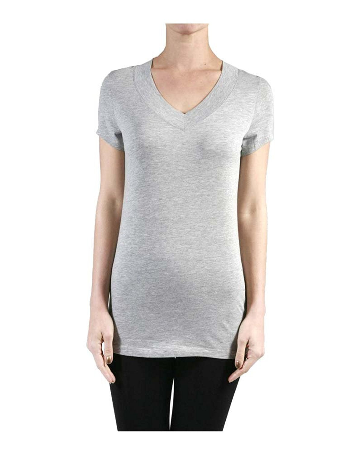 Hollywood Star Fashion Women's Deep V-Neck Short-Sleeve Shirt