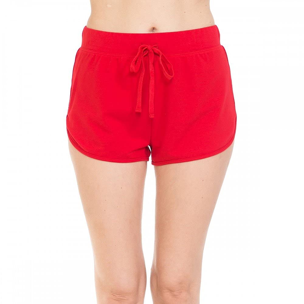 Womens- Classic Basic French Terry Pull String Dolphin Shorts