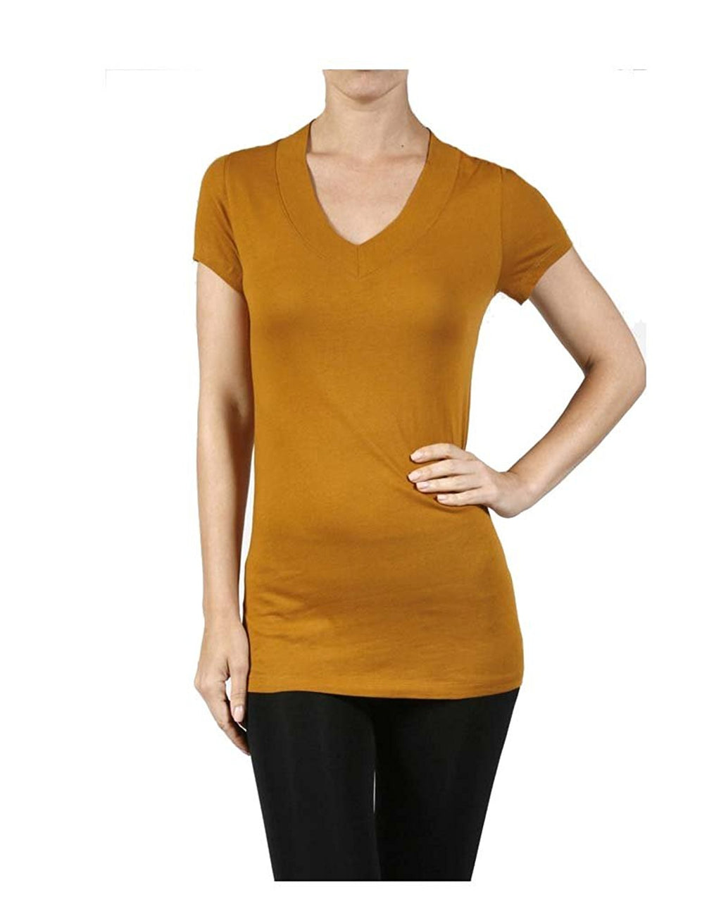 Hollywood Star Fashion Women's Deep V-Neck Short-Sleeve Shirt