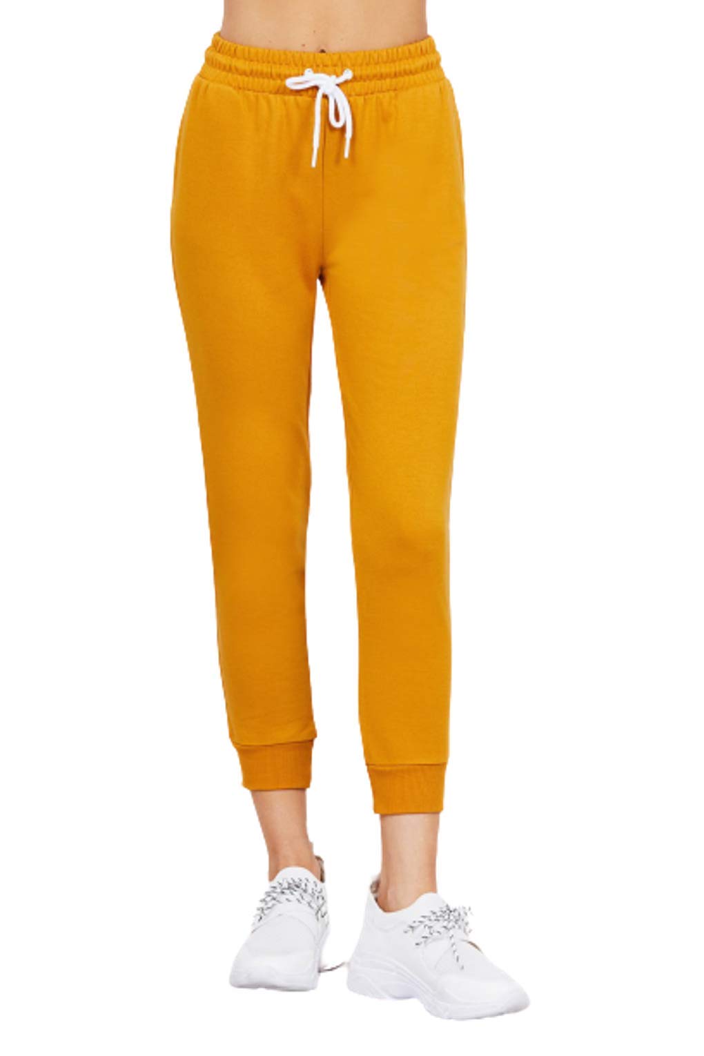 Women's Active Yoga French Terry Black Sweatpants Workout Joggers Pants