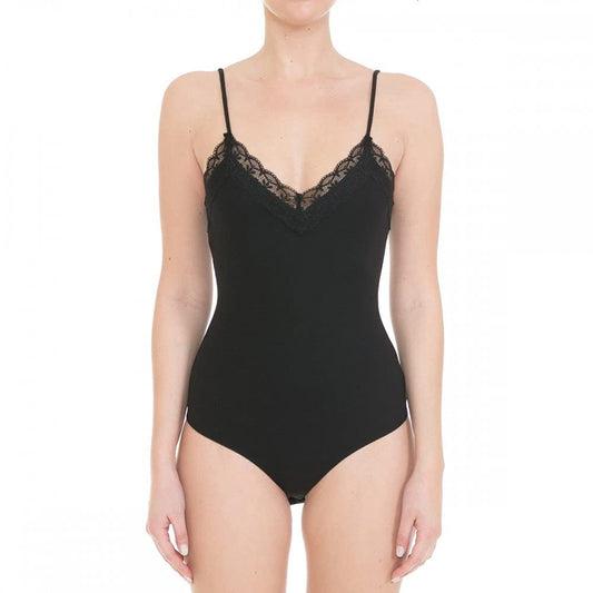 Women's Ribbed Lace Trimmed Camisole Tank Top Bodysuit