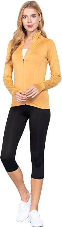 Women's Long Sleeve Zip Up Athletic Wear Sweater Work Out Jacket