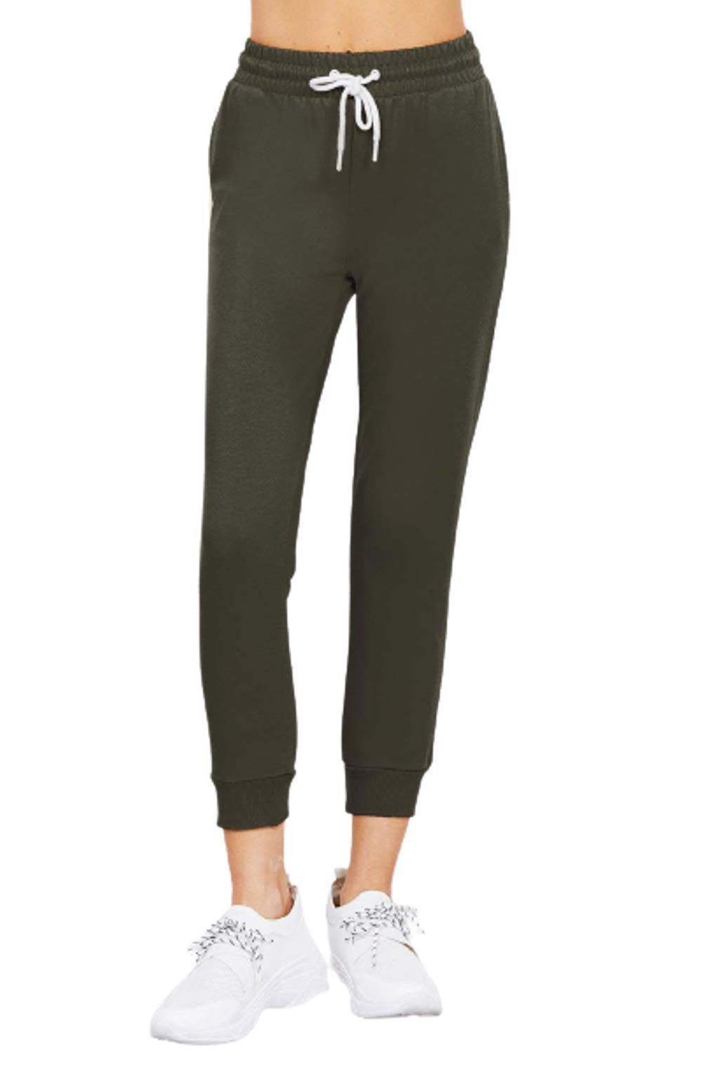 Women's Active Yoga French Terry Black Sweatpants Workout Joggers Pants
