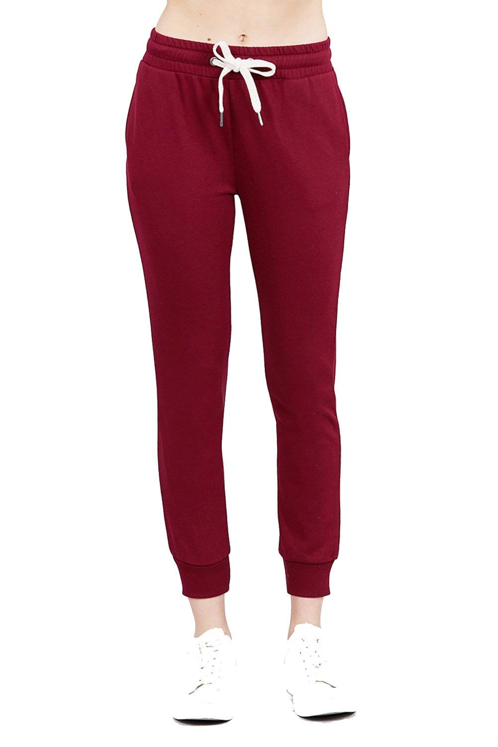 Women's Active Yoga French Terry Black Sweatpants Workout Joggers Pants