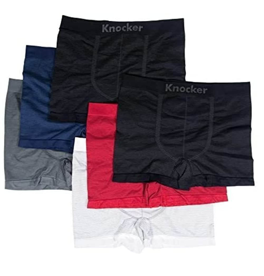 Men's 6 Pack One Size Knocker Seamless Boxer Briefs Underwear Assorted Colors (OneSize, Assorted Colors)
