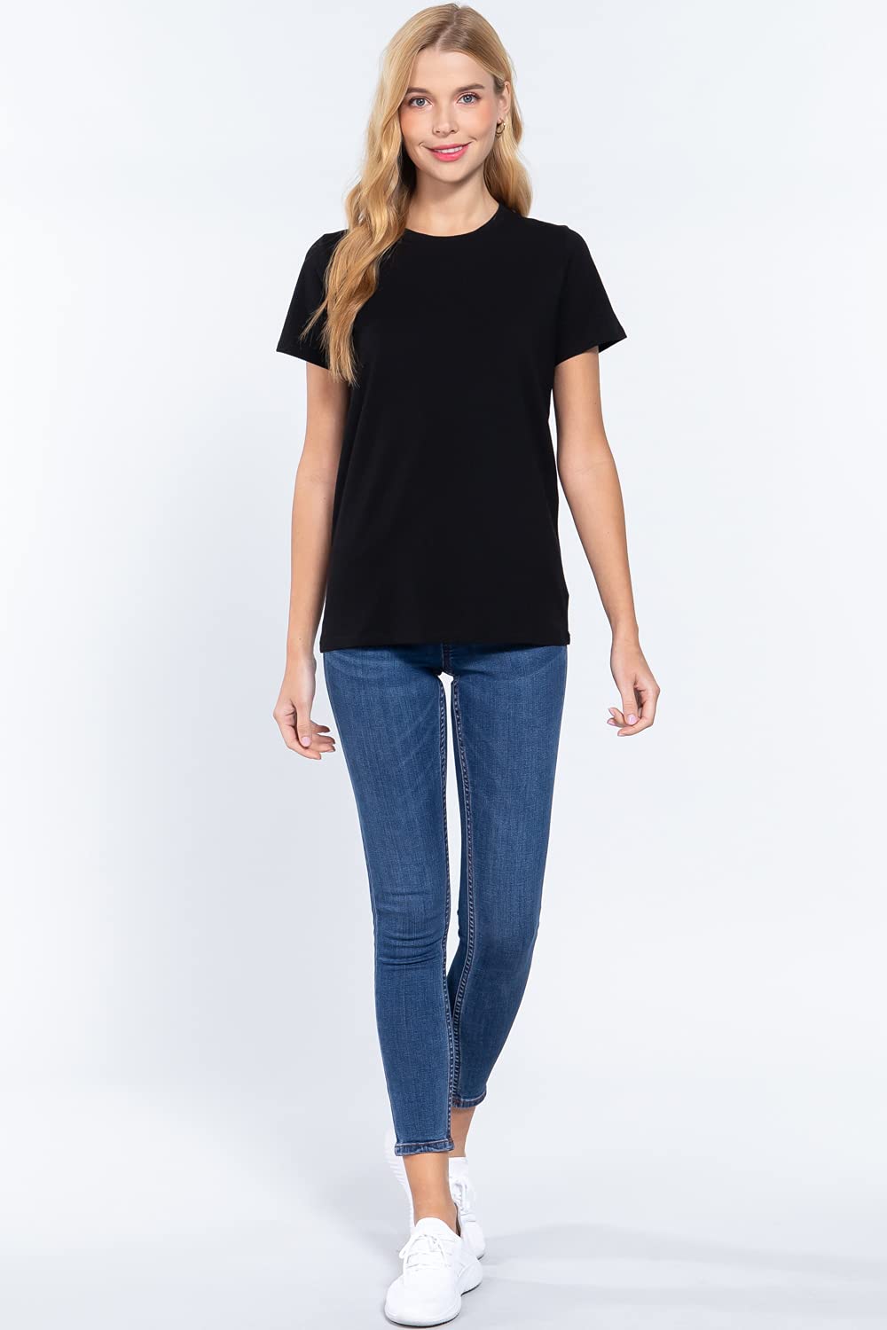 Womens- Crew Neck Short Sleeve Boxy Boyfriend Tee
