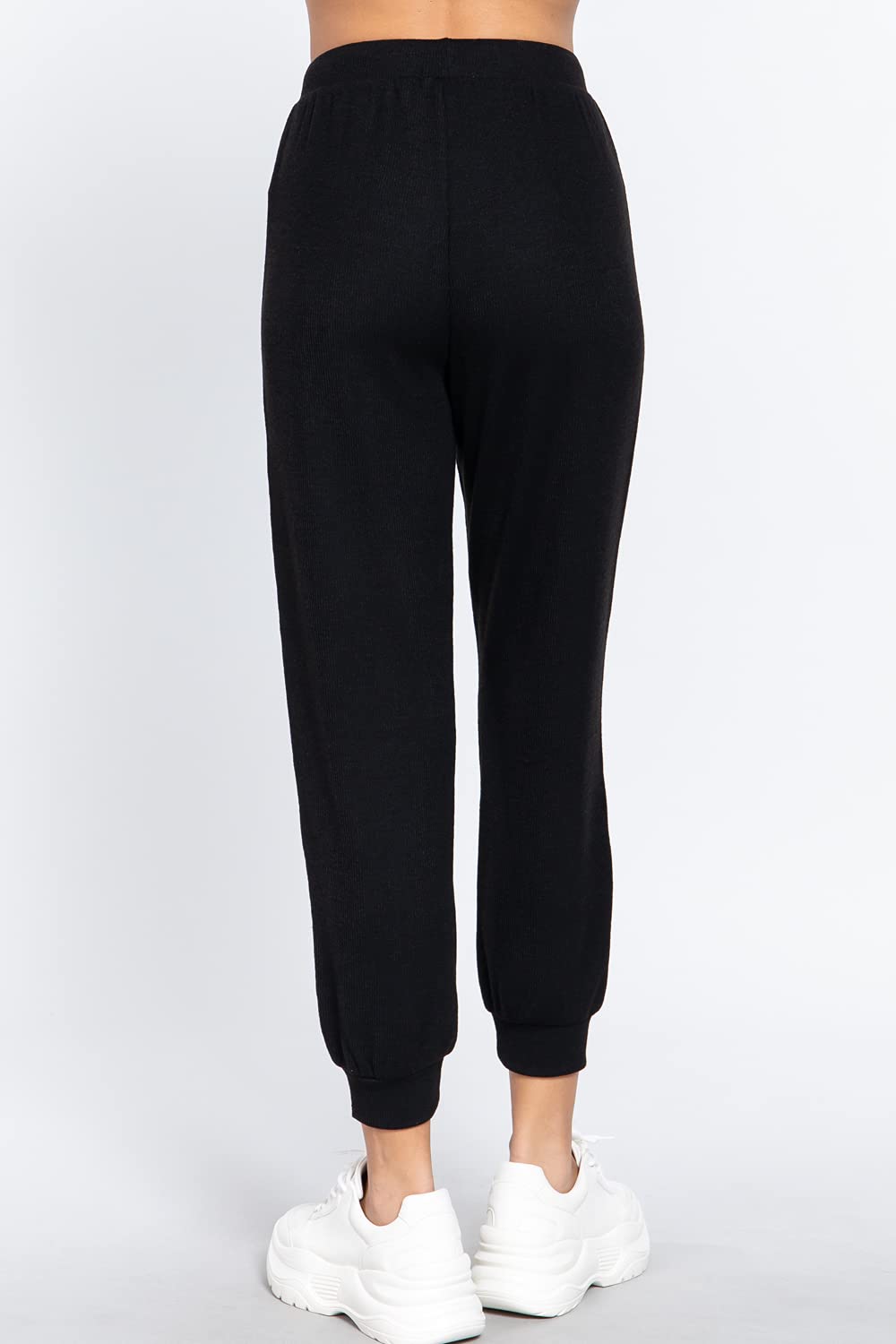 Women's  Waist String Detail Hacci Long Pants