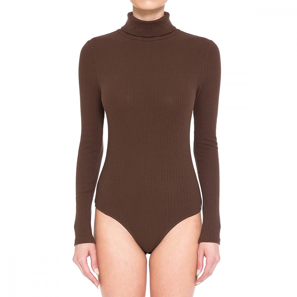 Women's Multi-Ribbed Turtleneck Long Sleeve Bodysuit